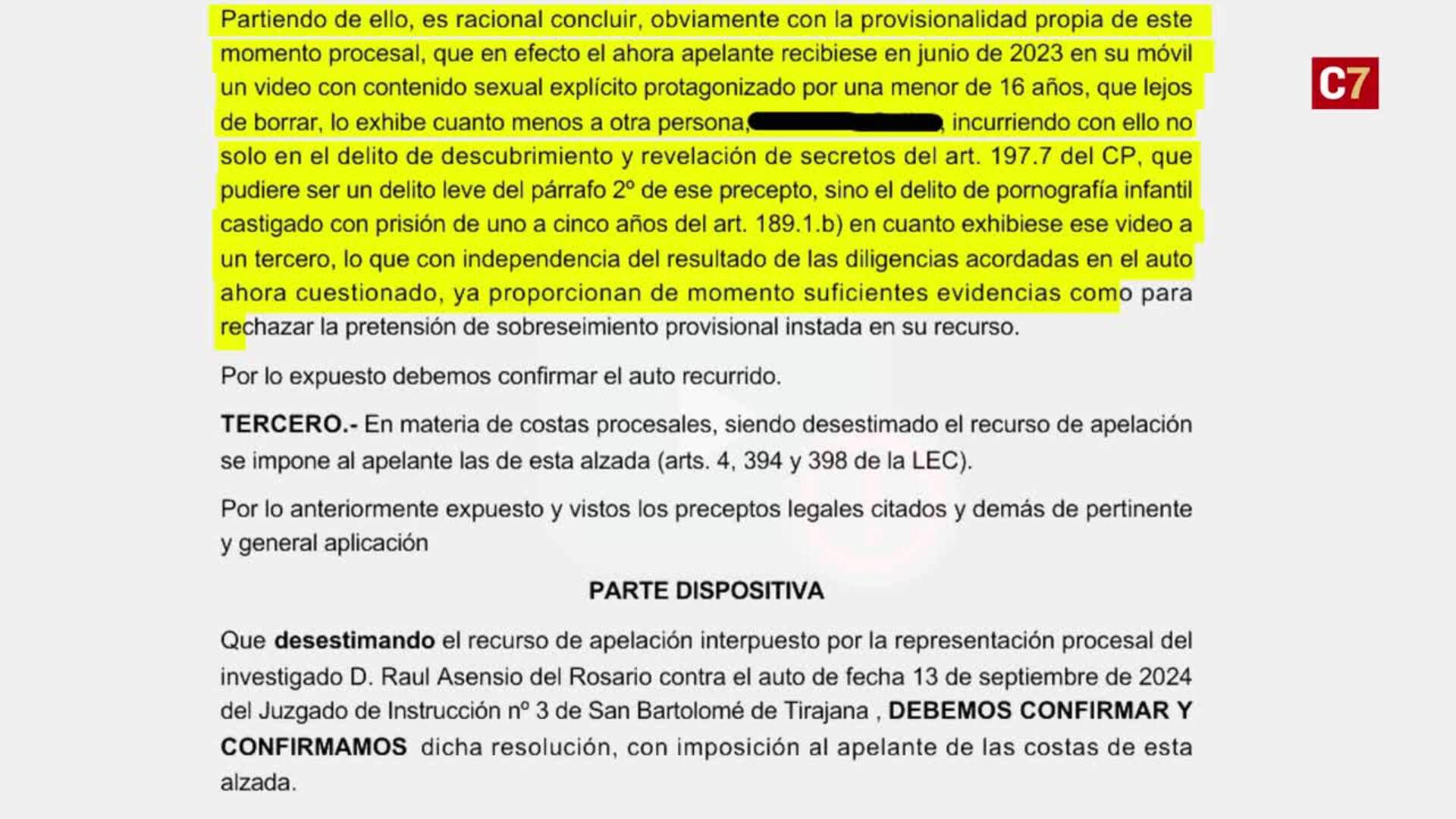 Asensio sigue investigado por el vídeo sexual con una menor grabado en Gran Canaria