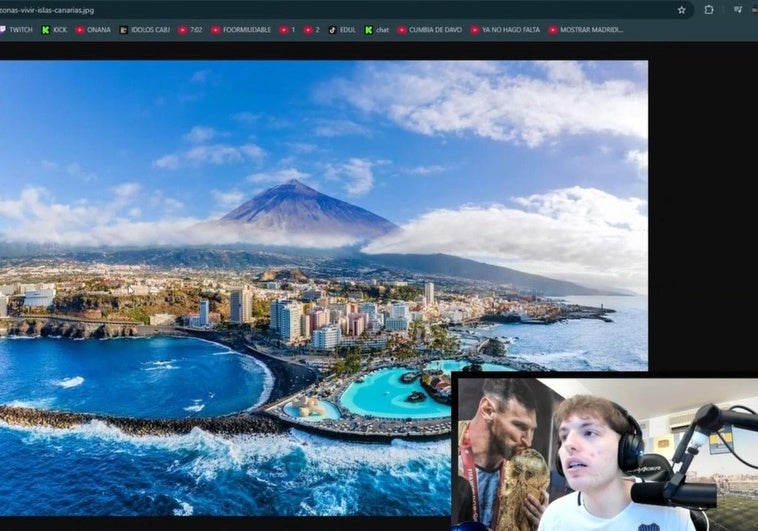 El streamer davooxeneize buscando fotos de Canarias.