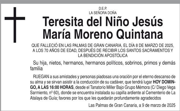 Teresita del Niño Jesús María Moreno Quintana