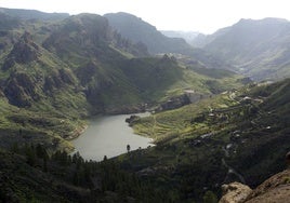 Vista general de la presa de Soria, Gran Canaria.