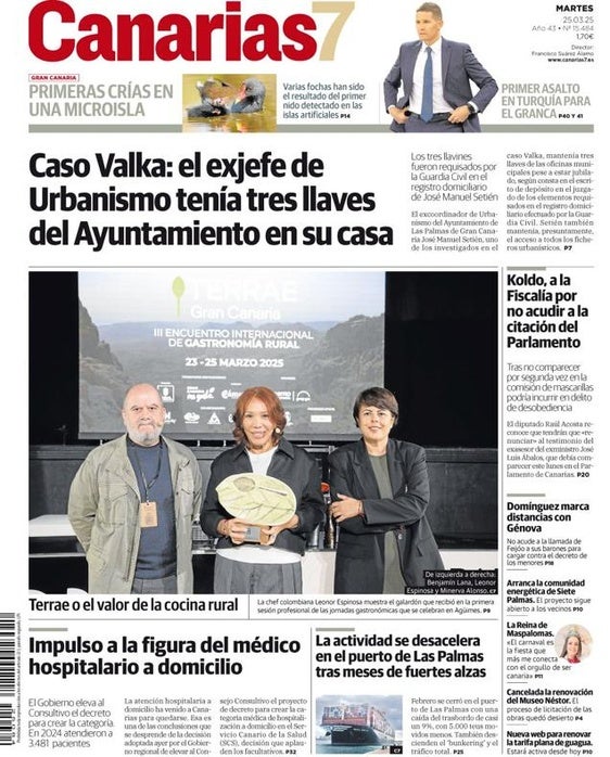 Vea la portada de CANARIAS7 de este martes 25 de marzo