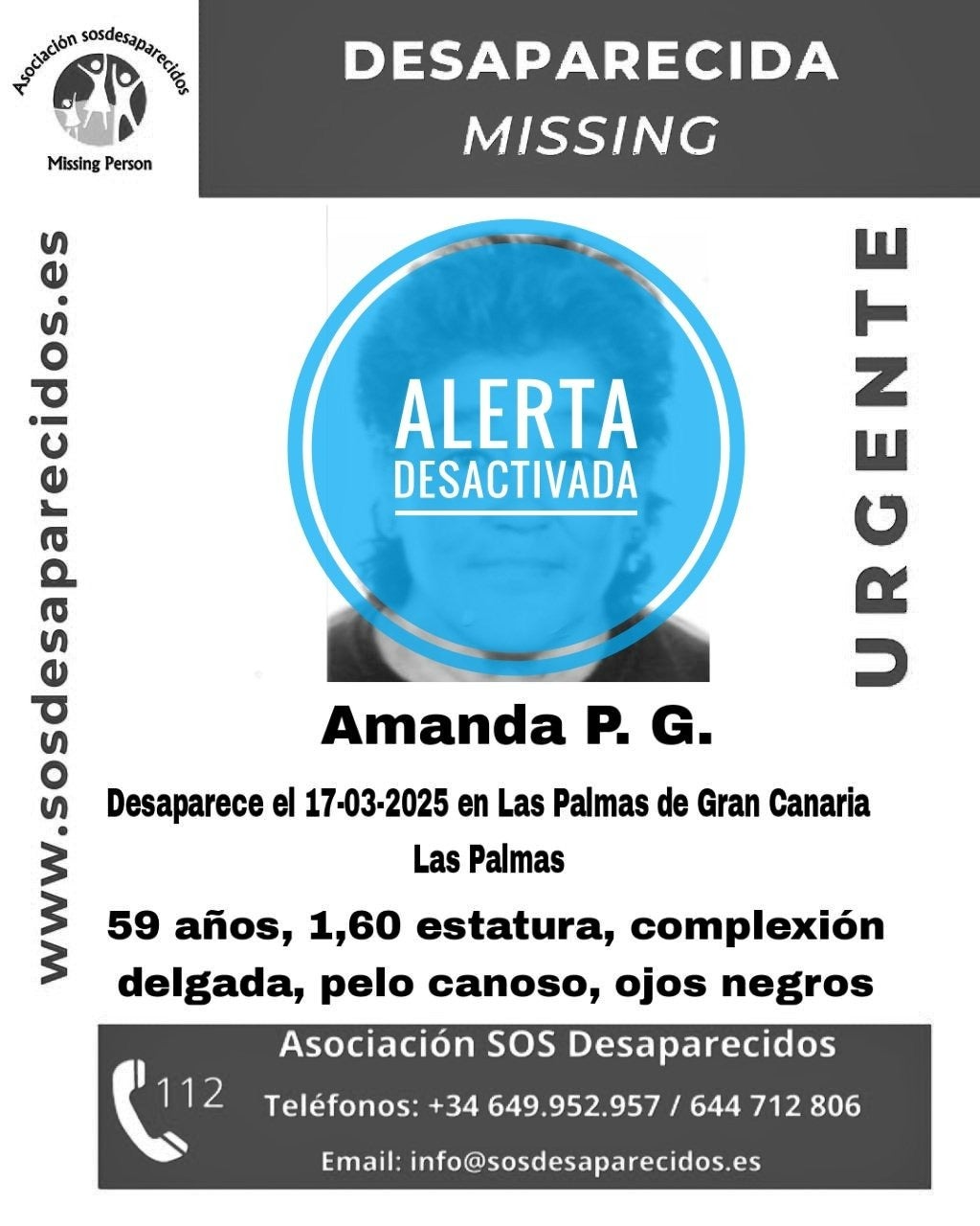Desactivada la alerta de la desaparición de Amanda P.G. en Las Palmas de Gran Canaria