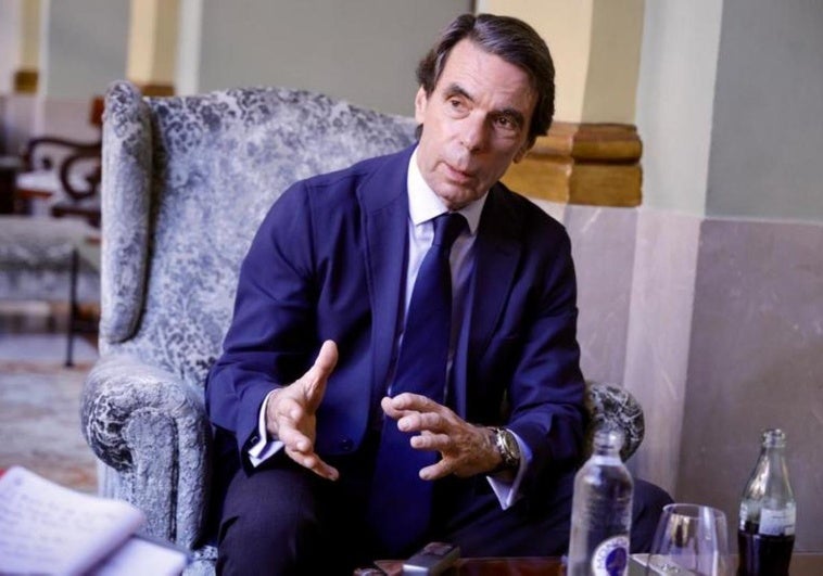José María Aznar, este lunes, en uno de los salones del Hotel Santa Catalina de la capital grancanaria.