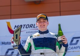 Máximo Varela, tras conquistar el Motorland de Aragón.