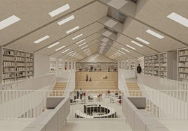 Infografía del interior de la nueva biblioteca de Ingenio.