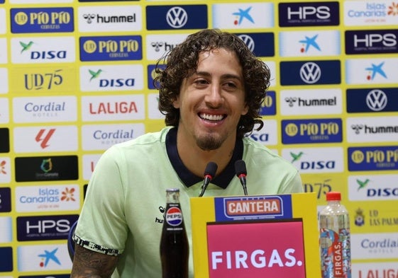 El jugador de la UD Las Palmas, Fabio Silva, en rueda de prensa este miércoles.
