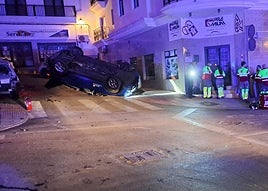 Accidente múltiple con vuelco de uno de los vehículos en Arrecife