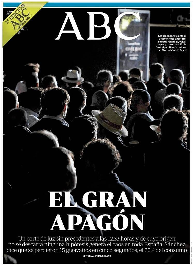 Las portadas de todo el mundo se hacen eco del apagón energético en la península