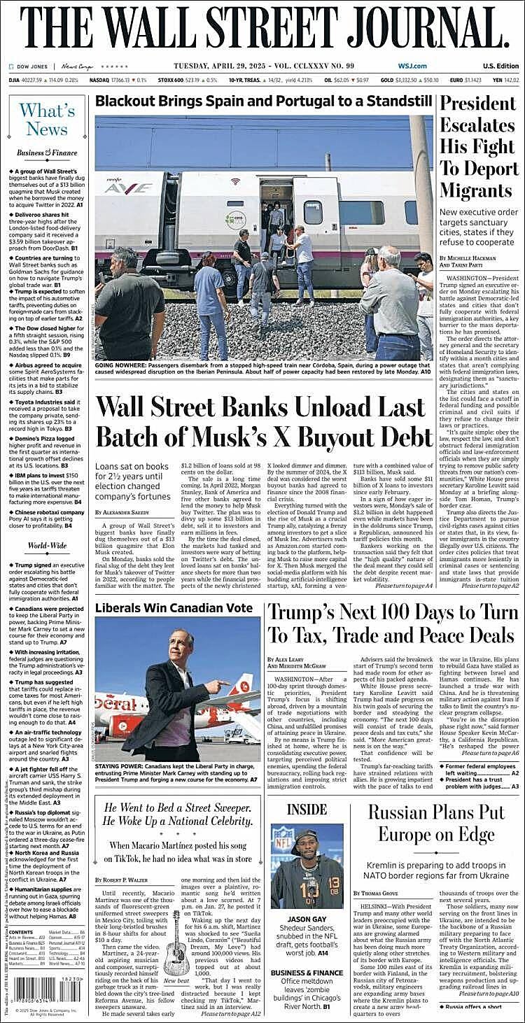 Las portadas de todo el mundo se hacen eco del apagón energético en la península