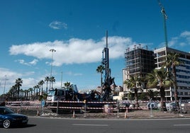 Imagen de archivo de las obras en la rotonda de Belen María.
