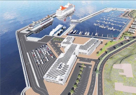 Así quedaría el puerto de Gran Tarajal, cuyo proyecto espera por la licitación para empezar la obra.