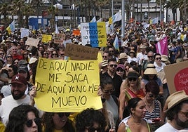 Imagen de las protestas de este domingo en la capital grancanaria.