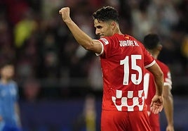 Juanpe, en un partido con el Girona.