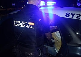 Un agente de la Policía Nacional durante una detención.