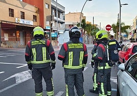 Bomberos en la zona del asadero, en la Avenida de Canarias.
