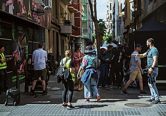 Un momento del rodaje del filme danés 'Hashtag', en Gran Canaria.