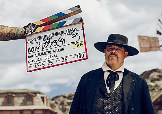 Jorge Sanz, durante el rodaje de 'Por un puñado de frases'.