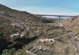 Recreación del viaducto que salvará el paso por el barranco de El Risco.
