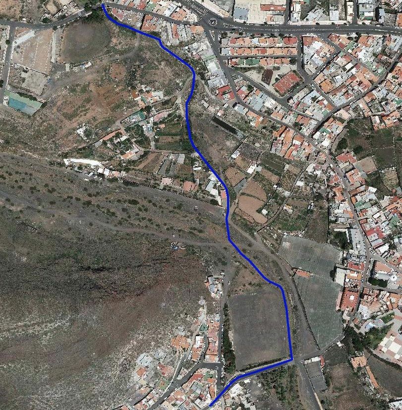 Última propuesta de trazado propuesta por el Ayuntamiento de Ingenio, a través del barranco.