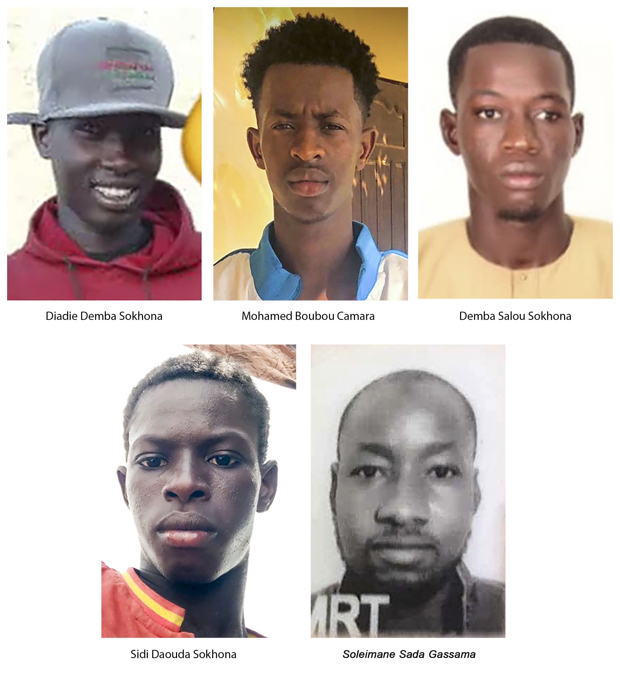 Imagen de algunos de los migrantes que fallecieron en aquella fatídica travesía en cayuco que acabó en aguas brasileñas.