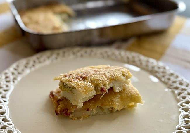 Gratinado de puerros, papas y bacon