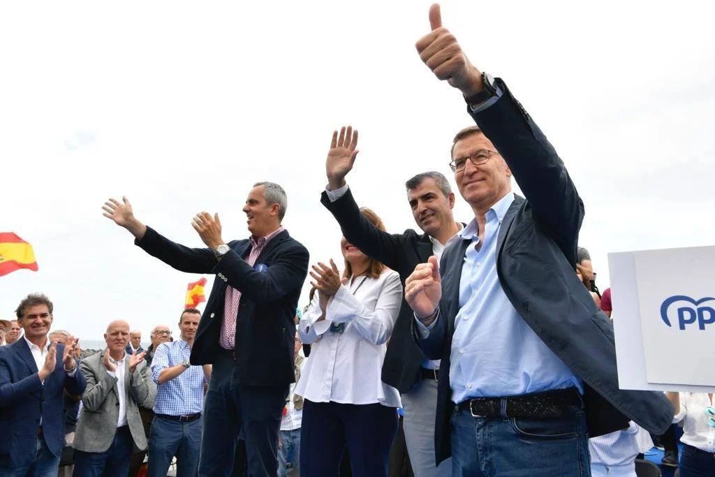 El líder del PP, Alberto Núñez Feijóo durante un mitin celebrado en 2023 en Las Palmas de Gran Canaria.