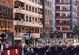 Desfile de agrupaciones militares con motivo del día de las fuerzas armadas, a 25 de mayo de 2024, en Oviedo, Asturias.