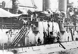 Imagen de la visita del submarino en 1917.