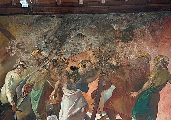 Imagen del mural afectado por las humedades.