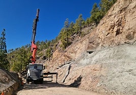 La GC-605 se vio afectada en abril por las lluvias de la borrasca Olivier.