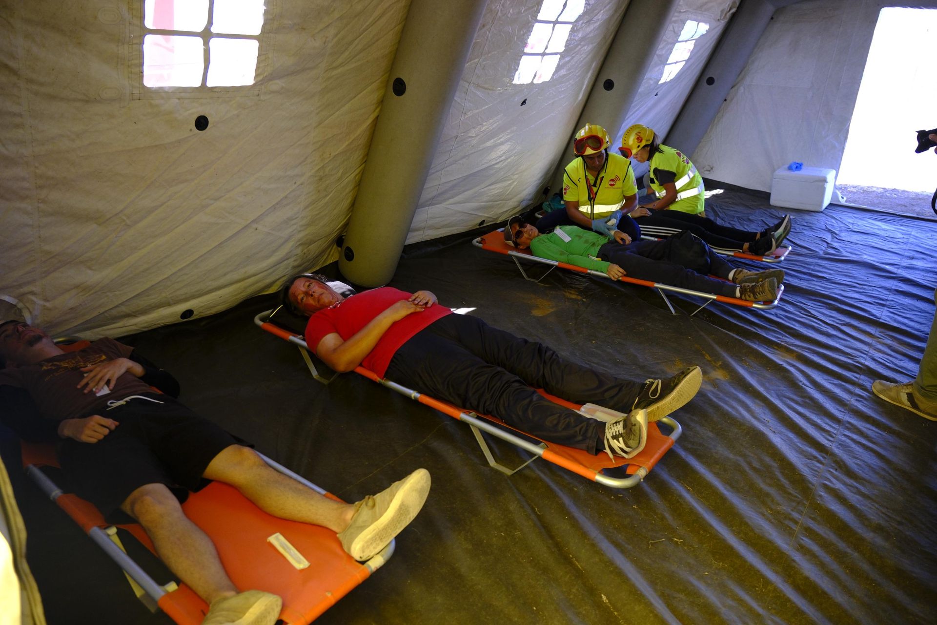 Mogán vive el simulacro de dos accidentes aéreos