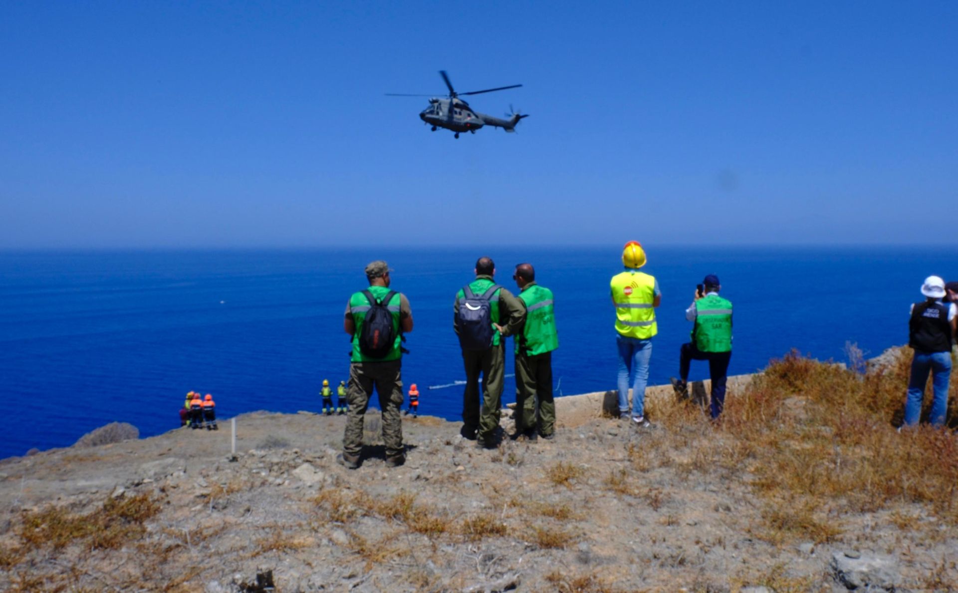 Mogán vive el simulacro de dos accidentes aéreos
