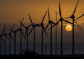 Molinos eólicos en Arinaga.