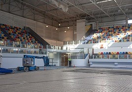 Interior del pabellón de Argana, casi reparado al completo.