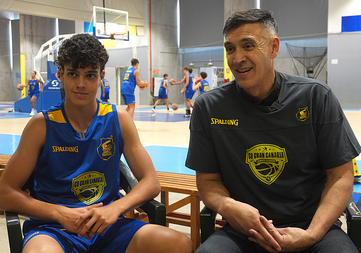 Jorge Racca, junto a su hijo Agustín, visitó la II Summer Academy del CB Gran Canaria.