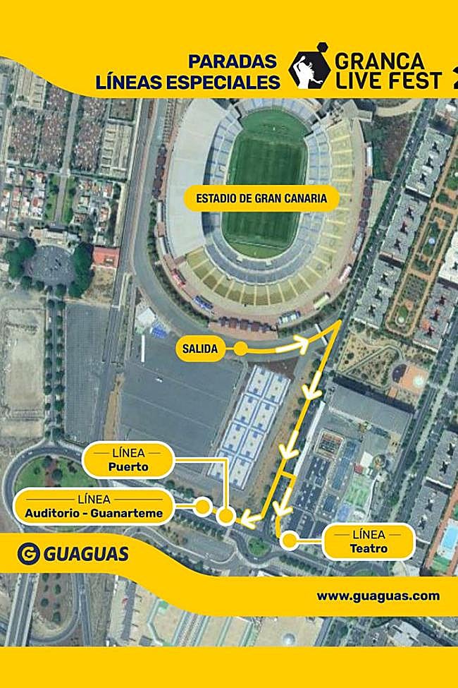 Plano facilitado por Guaguas Municipales sobre el dispositivo especial,