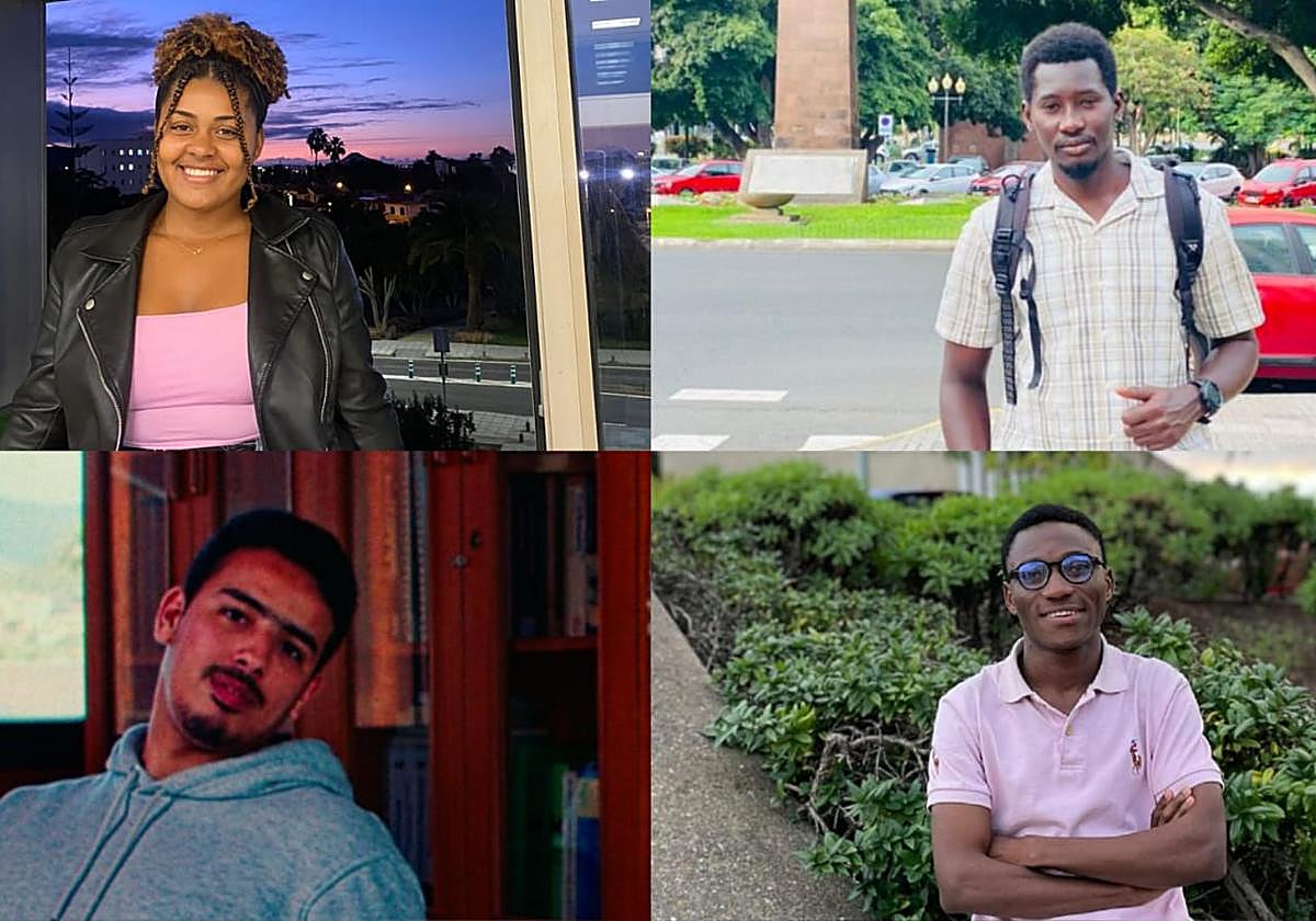 Hisaneth Dos Santos (arriba izquierda); Harouna Sall (arriba derecha); Mohamed Taleb (abajo izquierda) y Abel Pakapoh.