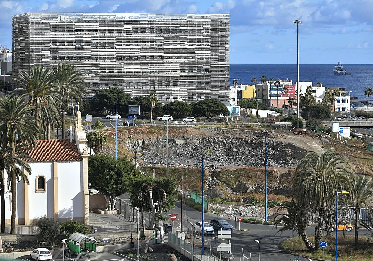 Imagen de archivo de las obras de la MetroGuagua en el tramo de Hoya de la Plata.