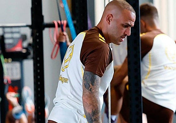 Sandro Ramírez, días atrás en un ejercicio durante la presente pretemporada.