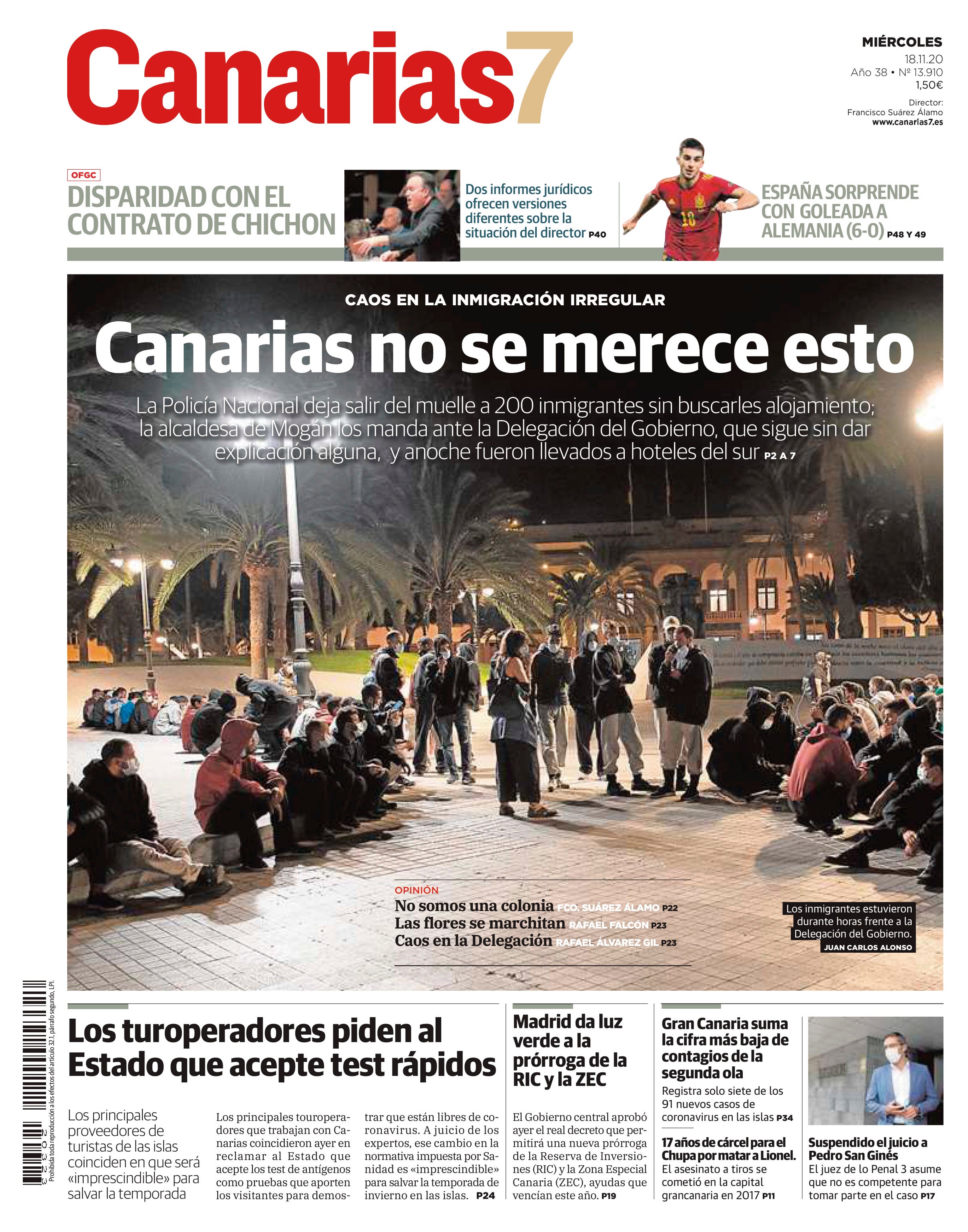 Las portadas que señalaron el campamento de Arguineguín