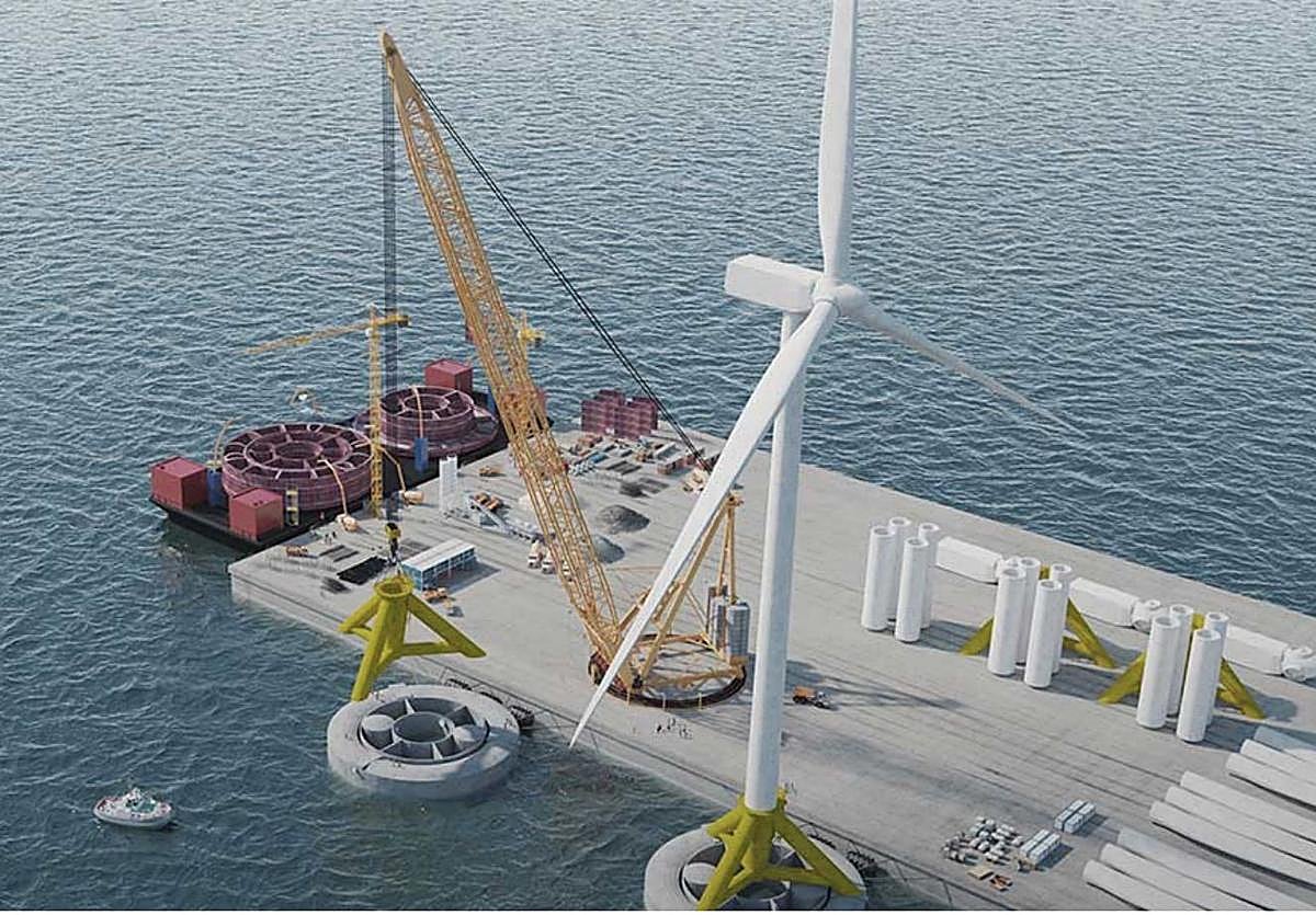 Recreación del montaje en puerto del prototipo Wheel para su traslado por vía marítima.