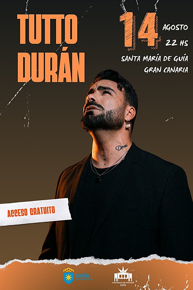 Cartel de la actuación de Tutto Durán en Guía.
