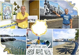 Aito y Amalia, vecinos de Arguineguín, sentados en el banco frente a su casa, un símbolo del pueblo.