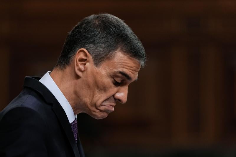 El presidente del Gobierno de España, Pedro Sánchez, en el Congreso de los Diputados.