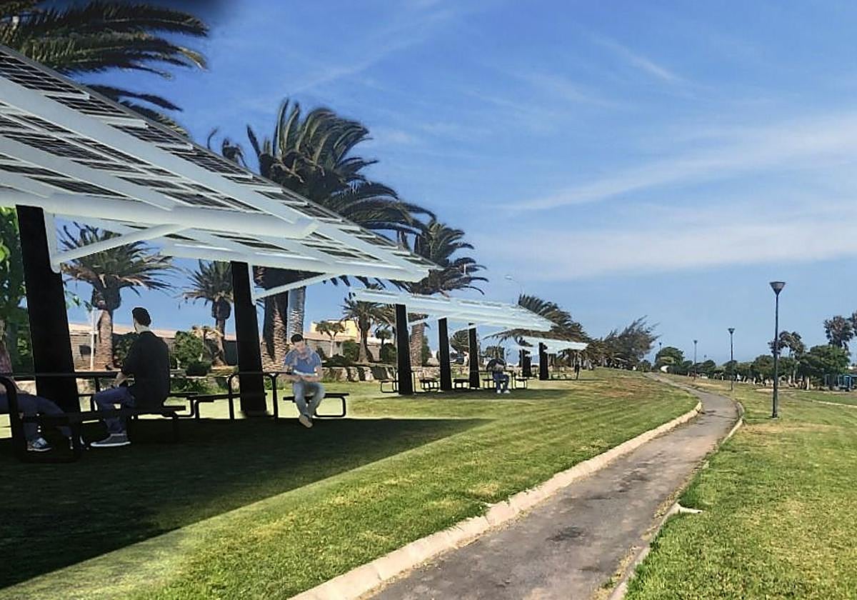 Además de para generar energía renovable las marquesinas fotovoltaicas servirán para dar sombra.