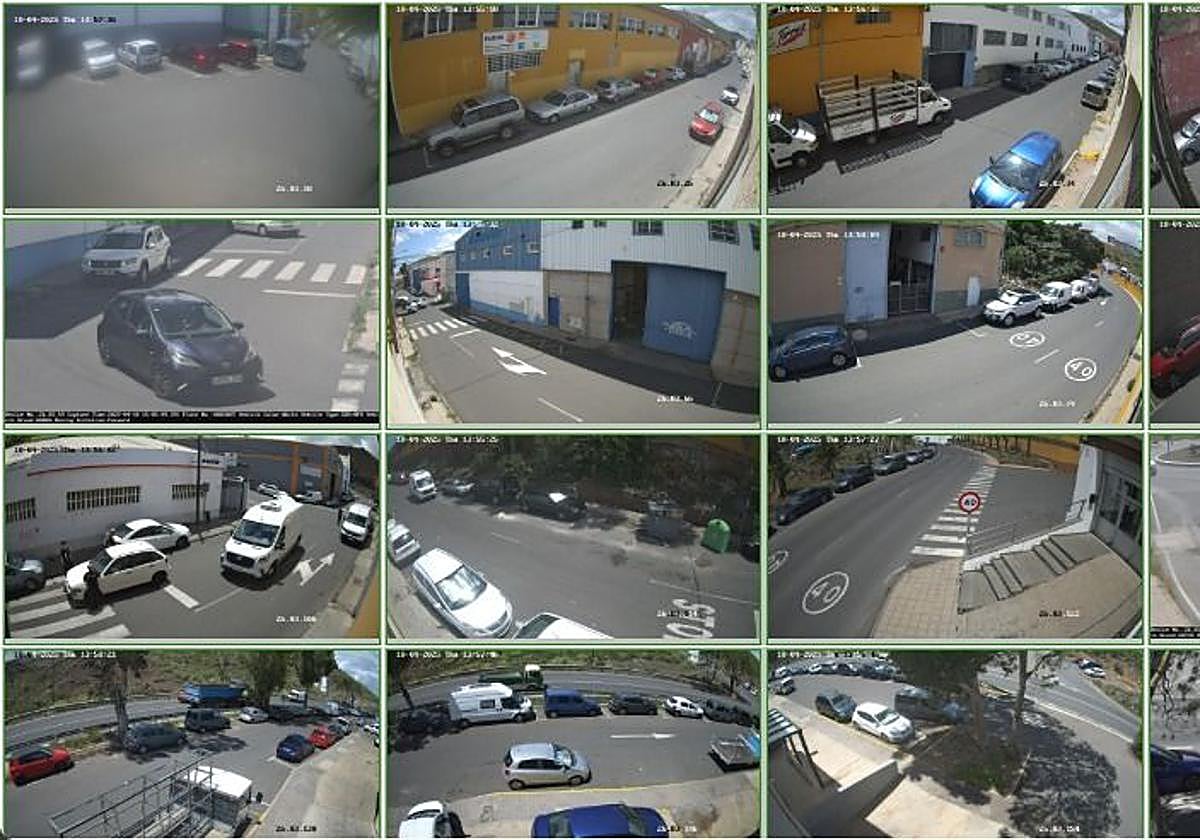 Cámaras instaladas en el polígono industrial de Cruz de La Gallina, en Jinámar.