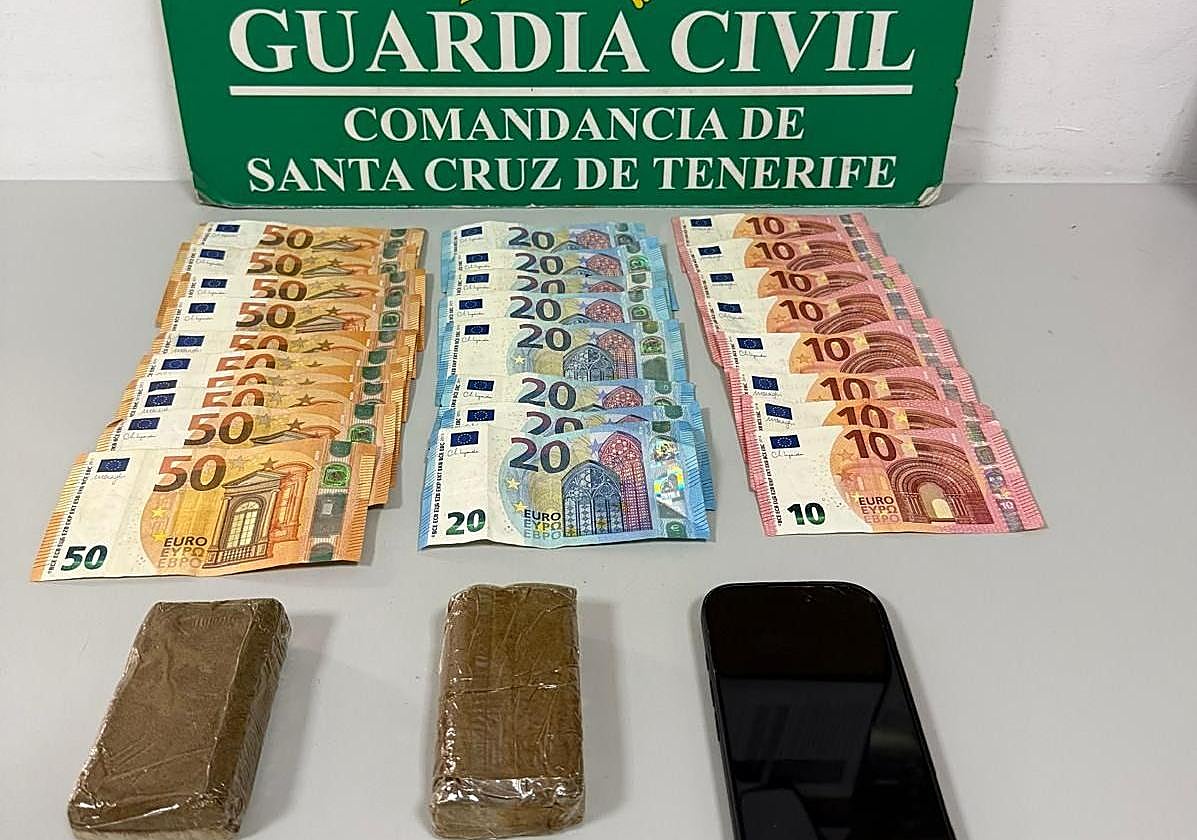 Droga y dinero incautado en Tacoronte.