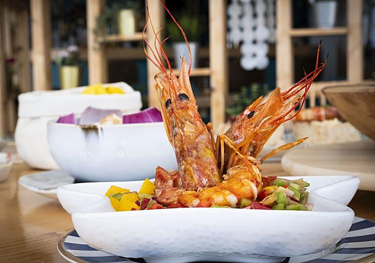 Gambones a la brasa.