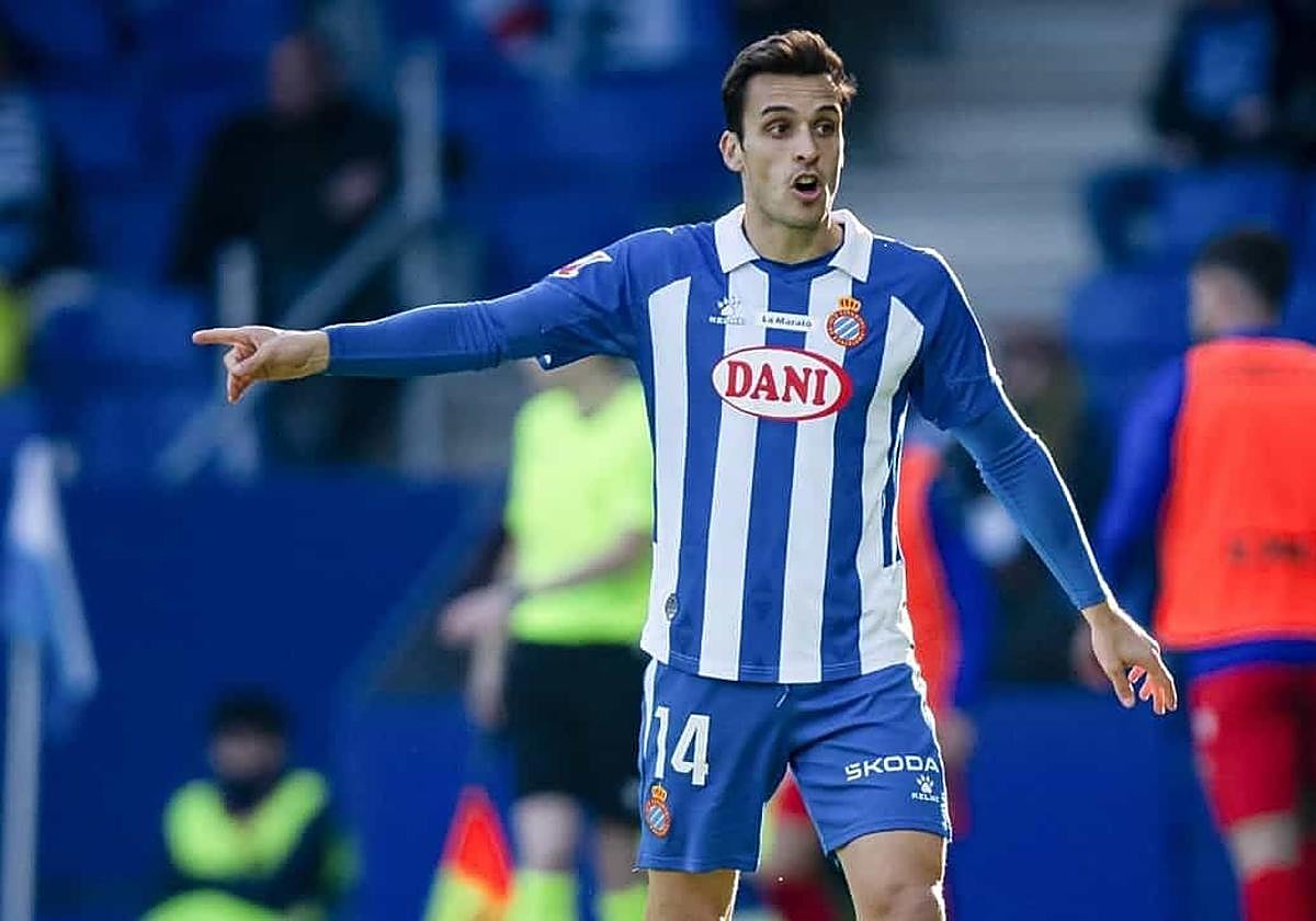Brian Oliván, durante un partido con el Espanyol la temporada pasada en Primera División.