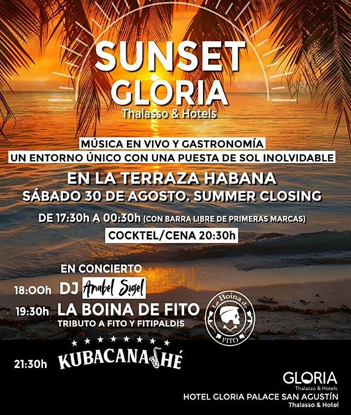 Imagen secundaria 2 - Sunset Gloria despide el verano con música en vivo, barra libre y comida